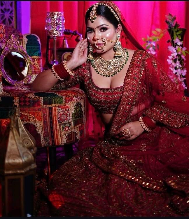 Glamorous engagement look by professionals at makeup studio near me | NS MAKEUP STUDIO